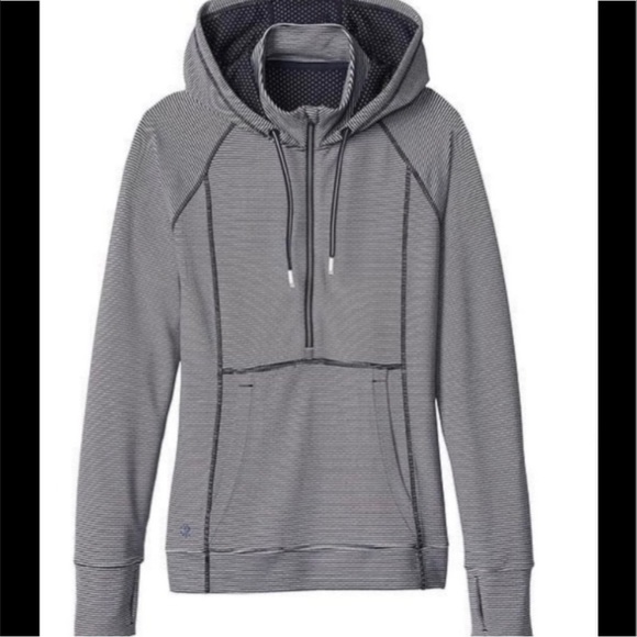 Athleta Heavenly Hail Hoodie Jacket 1/2 Zip Sweater Stripe - Picture 3 of 11
